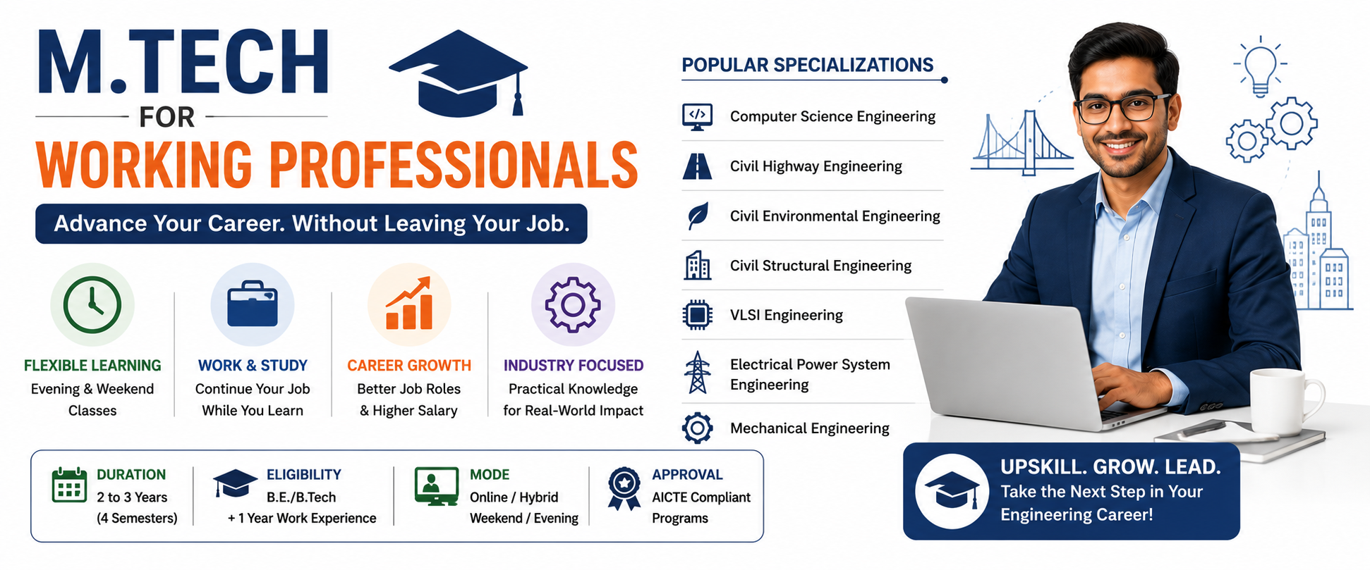 M.Tech for Working Professionals: Eligibility, Admission, Specializations & Career Opportunities